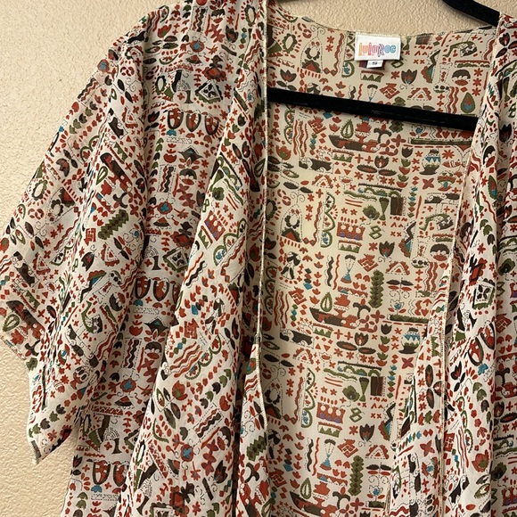 LuLaRoe MONROE Size SMALL Fringe Kimono Wrap Coverup Boho Ethnic Earthy - Picture 10 of 16
